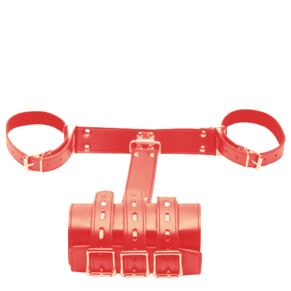 Algema Para Braços e Ombros Para Prender Nas Costas em Couro Vermelho - Image 3