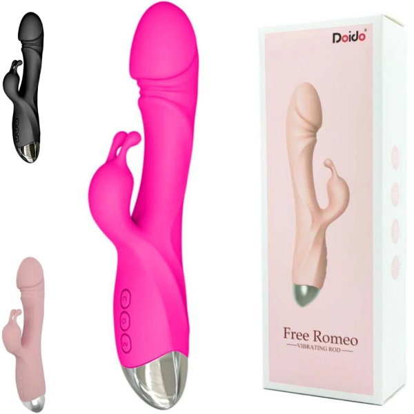 Vibrador Ponto G com Estimulador de Clitóris toque aveludado
