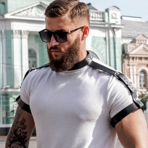 Arreio Com Coleira Para Ombros e Braços Vermelho Arnês Sexy Masculino - Image 6