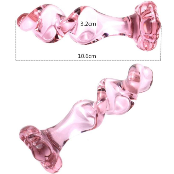Plug Anal de Vidro Cristal Em Espiral Unisex na cor Rosa