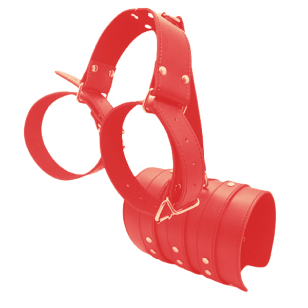 Algema Para Braços e Ombros Para Prender Nas Costas em Couro Vermelho - Image 5