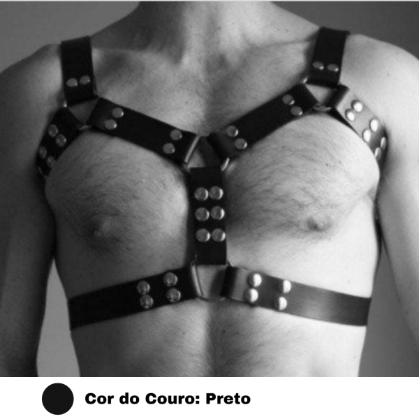 Arreio Masculino Fetiche em Couro Preto Sexy Arnês BDSM