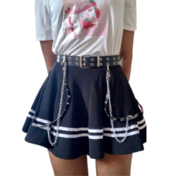 Cinto Arreio em Couro Branco Fetiche Com Correntes Harness - Image 2