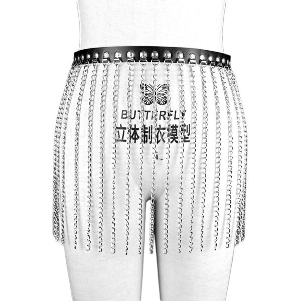 Cinto Arreio Sexy Para Cintura Com Couro Preto e Correntes Harness Sado - Image 7