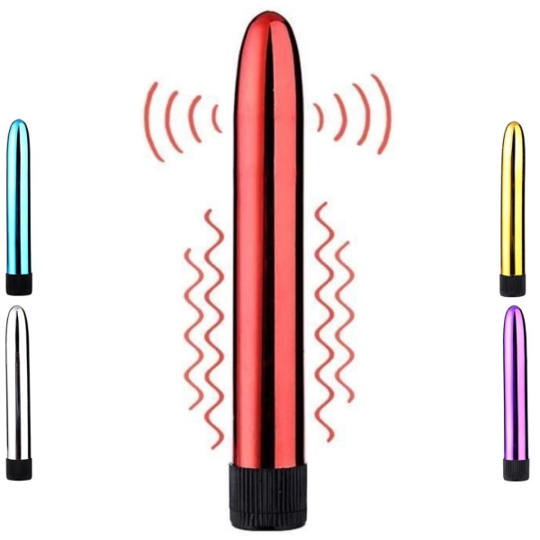 Vibrador personal metalizado 17,5x2,7CM. Cores Variadas