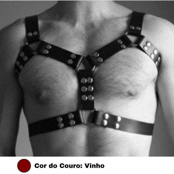 Arreio Masculino Fetiche em Couro Vinho Sexy Arnês BDSM
