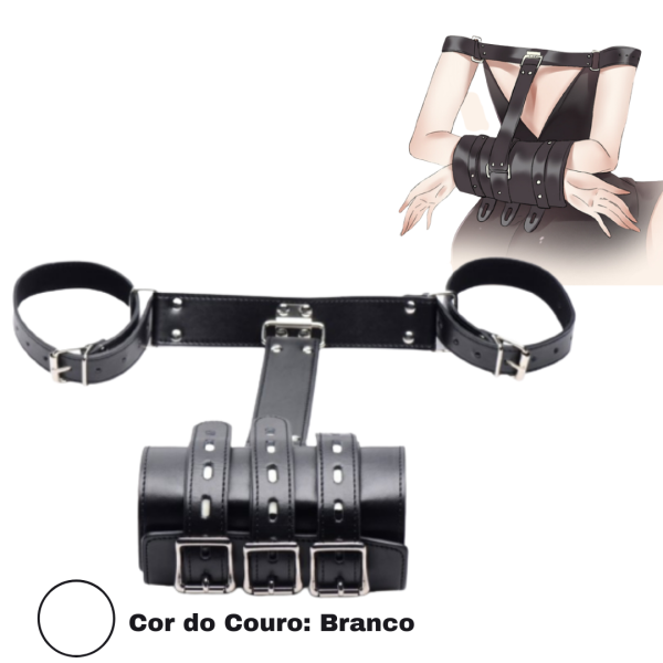 Algema Para Braços e Ombros Para Prender Nas Costas em Couro Branco