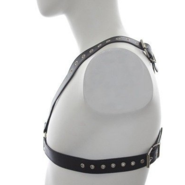 Arreio Para Peitoral Masculino em Couro Branco Arnes BDSM - Image 2