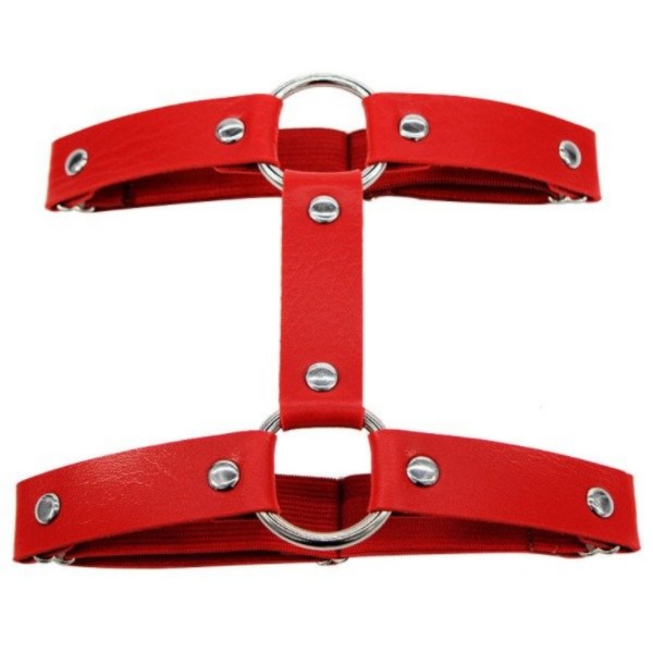 Acessório Para Coxa em Couro Vermelho com detalhes em Metal