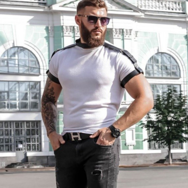Arreio Com Coleira Para Ombros e Braços Branco Arnês Sexy Masculino - Image 2