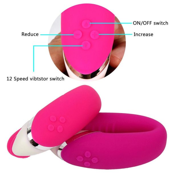 Vibrador para casal com estimulador clitoriano 12 modos de vibração - Image 4