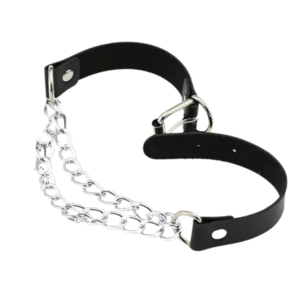 Colar Masculino Erótico Com Correntes Couro Branco e Ajuste - Image 7