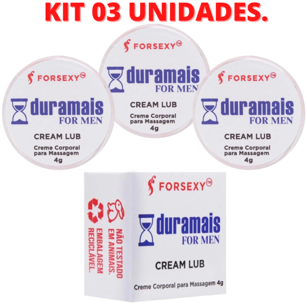 KIT 03 Gel Retardante Masculino Duramais Cream Lub 4g - For Sexy - Image 2