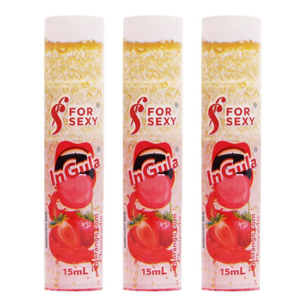 KIT 03 Gel Anestesico Garganta Profunda Morango c/ Champanhe - Ingula