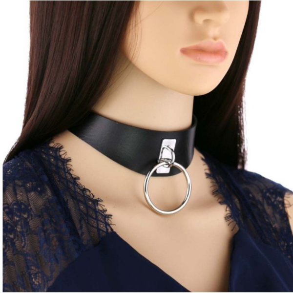 Gargantilha Colar Sexy Em Couro Vermelho Com Argola Fetiche - Image 3