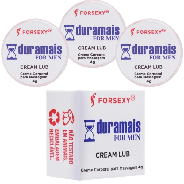 KIT 03 Gel Retardante Masculino Duramais Cream Lub 4g - For Sexy