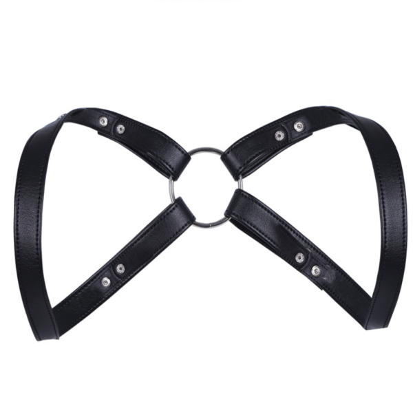Arreio em Couro Vermelho Harness Sexy Com Botoes Ajustaveis - Image 3