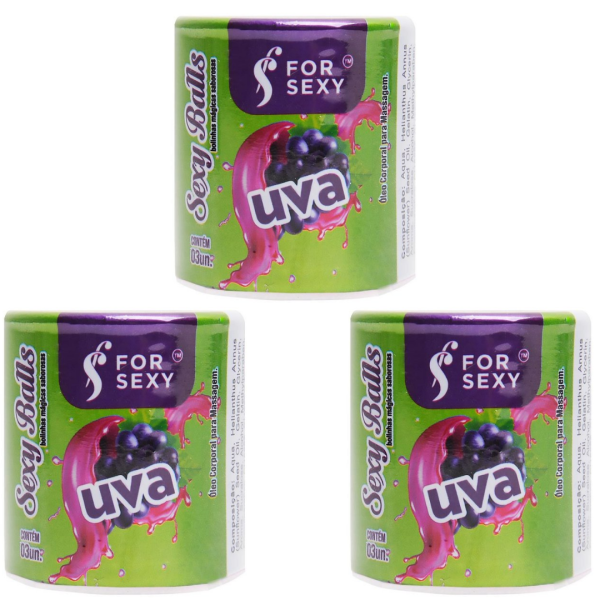 KIT 03 Bolinhas Mágica Sexy Ball Sabor UVA 03 Unidades For Sexy