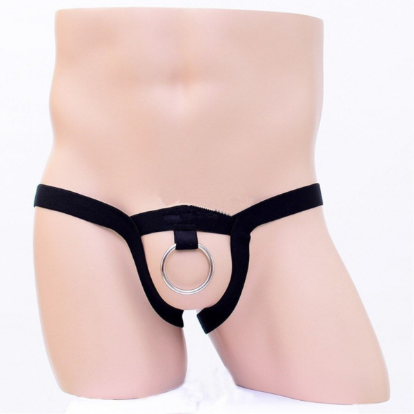 Anel Peniano Com Cinto Elástico Preto E Argola Aço 6Cm - Image 2