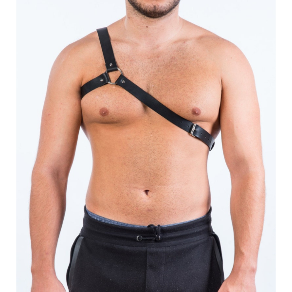 Arreio Harness Em Couro Preto Com Regulagem BDSM Fetiche