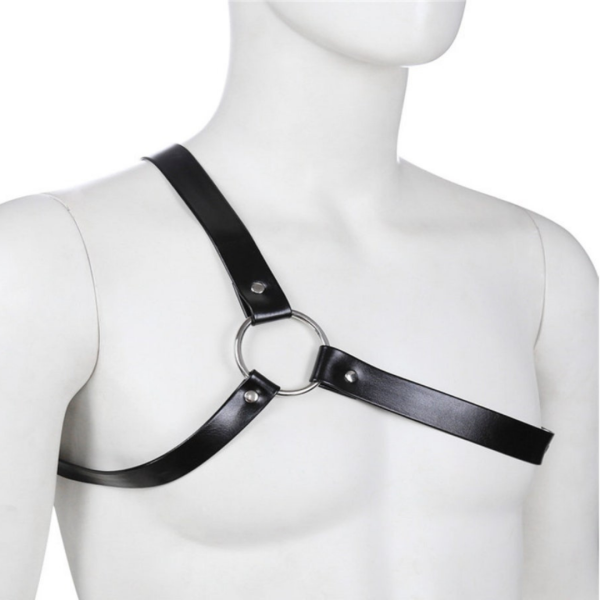 Arreio Harness Em Couro Preto Com Regulagem BDSM Fetiche - Image 6