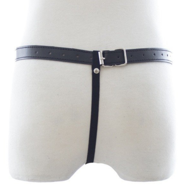 Cinto De Castidade Feminino Em Couro Preto Com Detalhes em Botões - Image 5