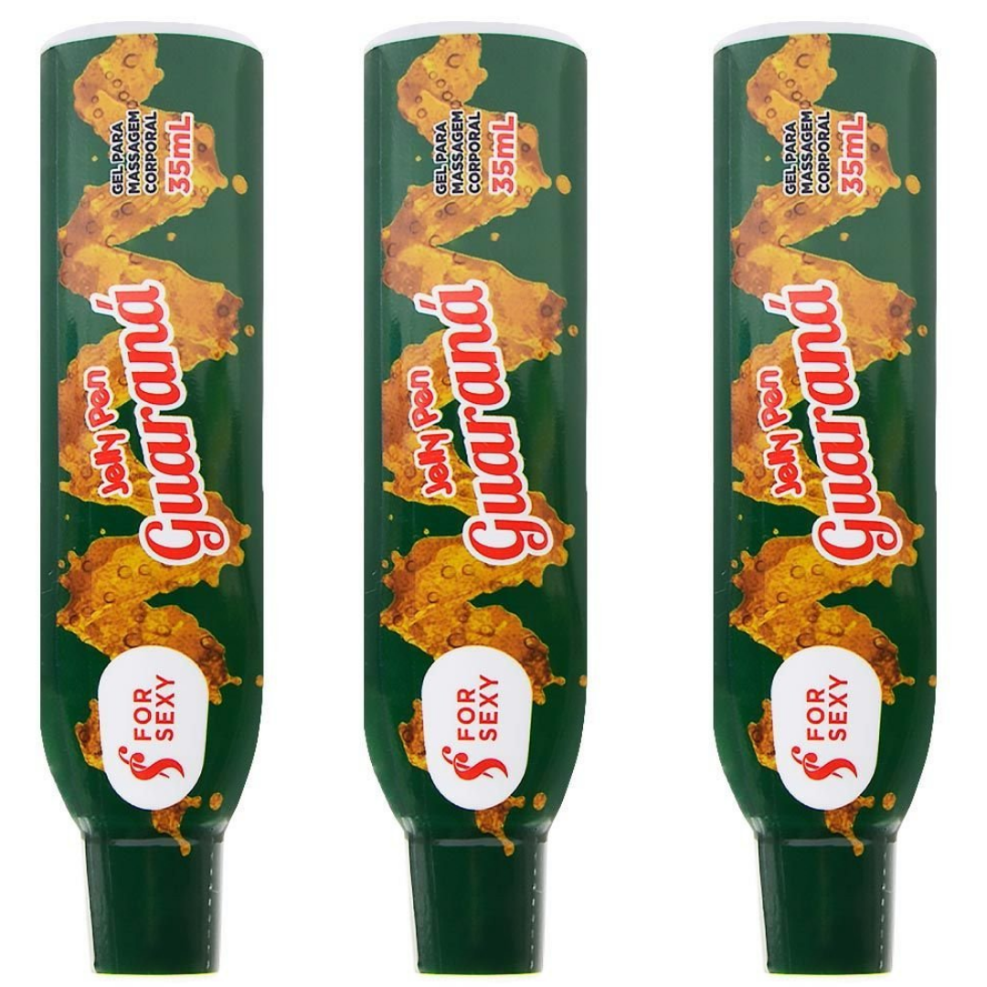 KIT 03 Jelly Pen Doces Caneta Comestível 35Ml Guaraná- For Sexy