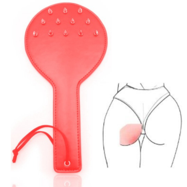Palmatoria Em Couro Vermelho Erótico SPANK HARD Fetiche Com Pinos
