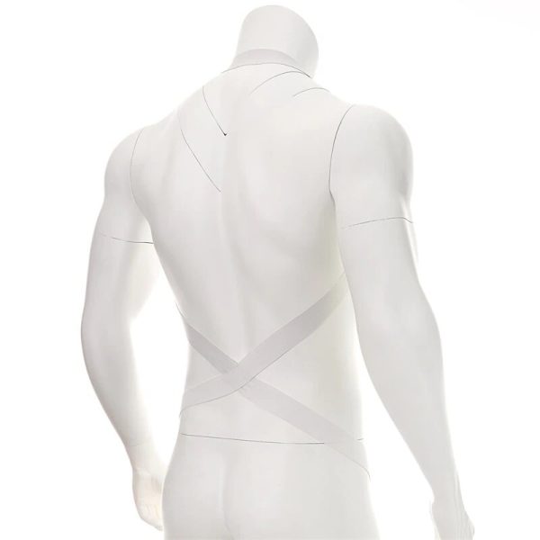 Arreio Harnes Masculino Em Elástico Branco Com Anel Peniano - Image 2