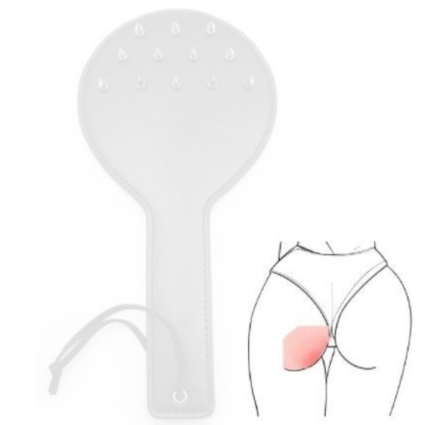 Palmatoria Em Couro Branco Erótico SPANK HARD Fetiche Com Pinos