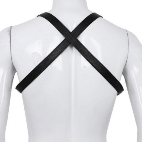 Arreio Harness Masculino em Couro Vermelho Com Botões BDSM - Image 2