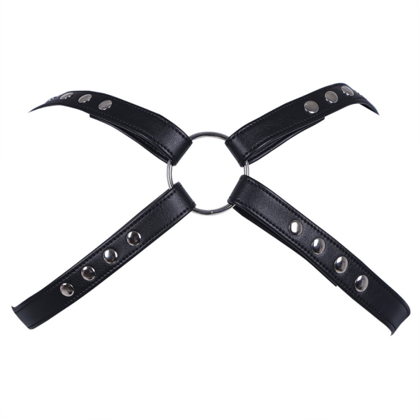 Arreio em Couro Vermelho Harness Sexy Com Botoes Ajustaveis - Image 6