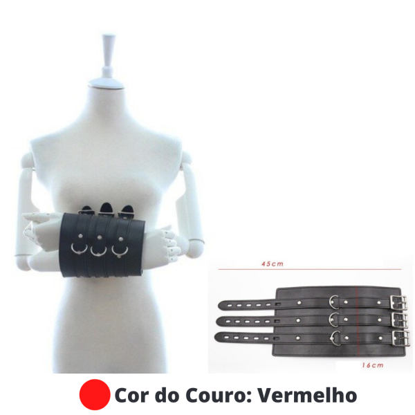 Algemas Para Punhos e Braços Couro Vermelho Com Regulagem