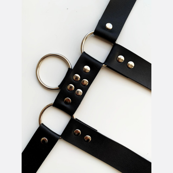Arreio Harness em Couro Preto Com Suspensório Masculino Sexy - Image 2