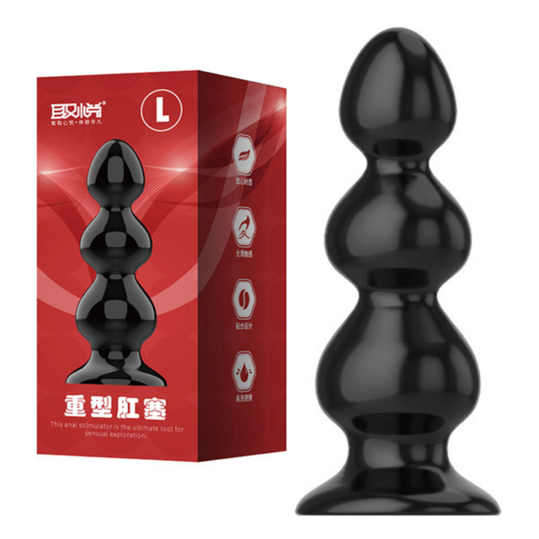 Plug Anal Escalonado L Em Silicone Super Butt - Black - 16,5cm - Image 4