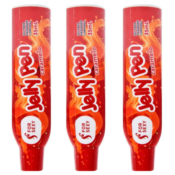 KIT 03 Jelly Pen Doces Caneta Comestível 35Ml Caramelo - For Sexy