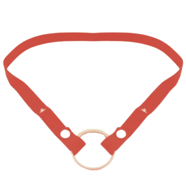 Anel Peniano Com Cinto em Elástico Vermelho Ajustável Com Argola 5Cm - Image 3