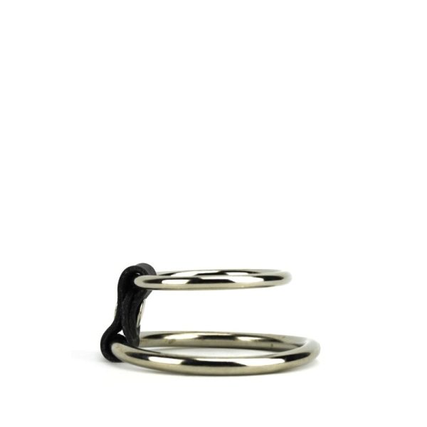 Anel Peniano Duplo em Metal Com Tira de Couro 4,5 x 5,5 Cm - Image 2