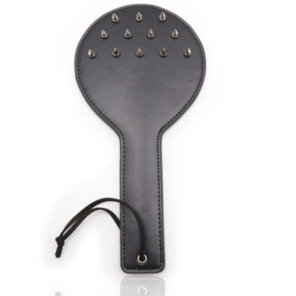 Palmatoria Em Couro Preto Erótico SPANK HARD Fetiche Com Pinos - Image 3