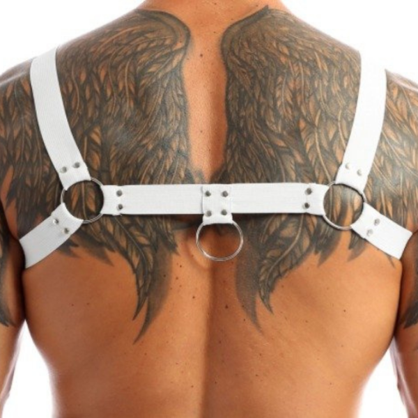 Arreio Em Elástico Branco Harness Peitoral Detalhes em Metal - Image 2