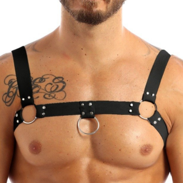 Arreio Em Elástico Vermelho Harness Peitoral Detalhes em Metal - Image 3