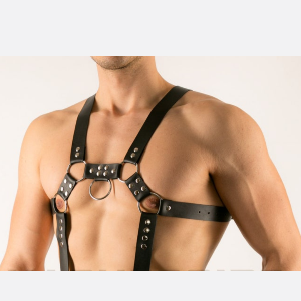 Arreio Harness em Couro Preto Com Suspensório Masculino Sexy - Image 5
