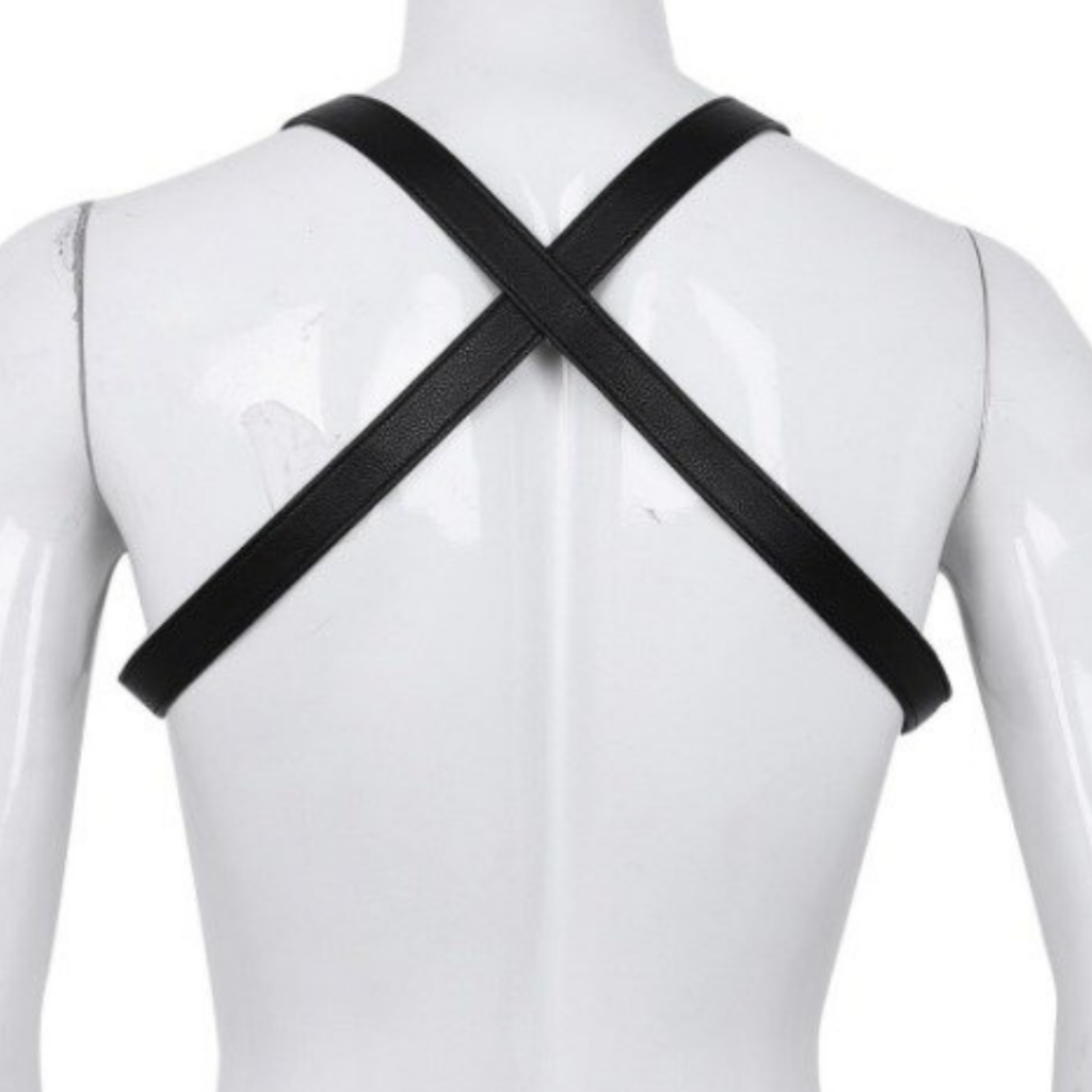 Arreio Harness Masculino em Couro Preto Com Botões Sado BDSM Loja Pimenta