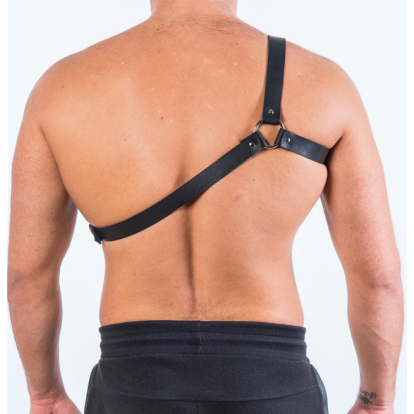 Arreio Harness Em Couro Preto Com Regulagem BDSM Fetiche - Image 2