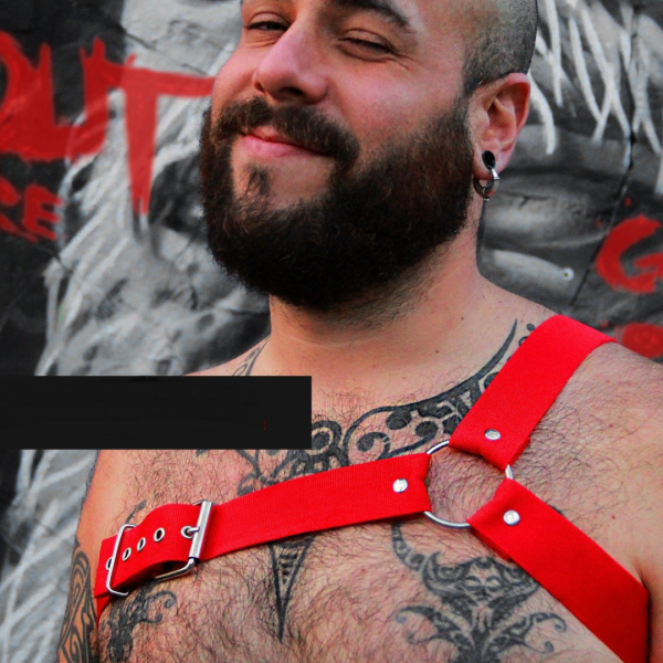 Arreio Harness Em Couro Vermelho Com Regulagem BDSM Fetiche - Image 4