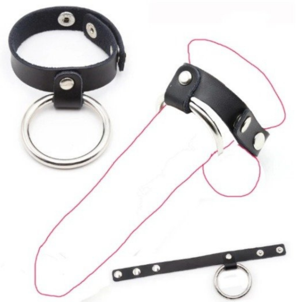Anel Peniano Em Couro Com Regulagem em Botões Argola Metal 6Cm - Image 5