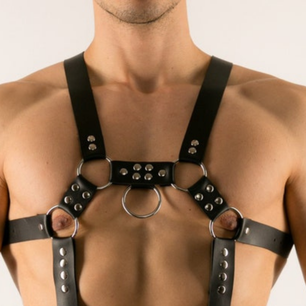 Arreio Harness em Couro Branco Com Suspensório Masculino Sexy - Image 2