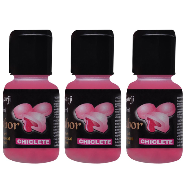 KIT 03 Gel Comestível de Chiclete Mais Sabor Hot 15ml Garji