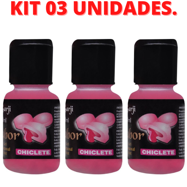 KIT 03 Gel Comestível de Chiclete Mais Sabor Hot 15ml Garji - Image 2