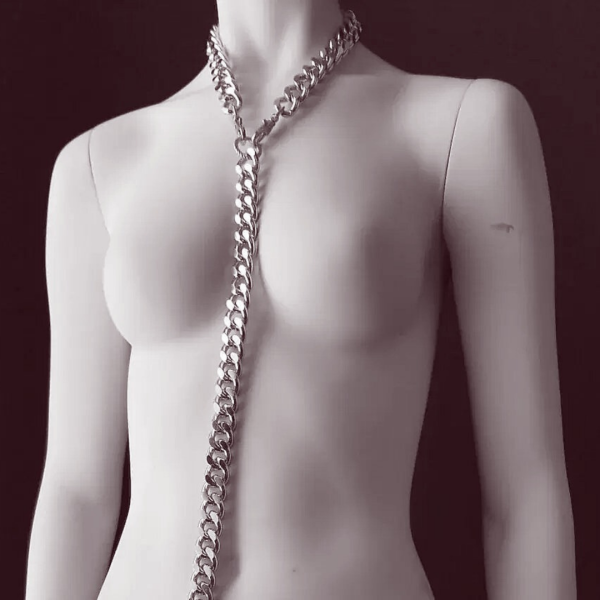 Colar Sexy Com Guia Algema Para Punhos em Correntes Prata - Image 6